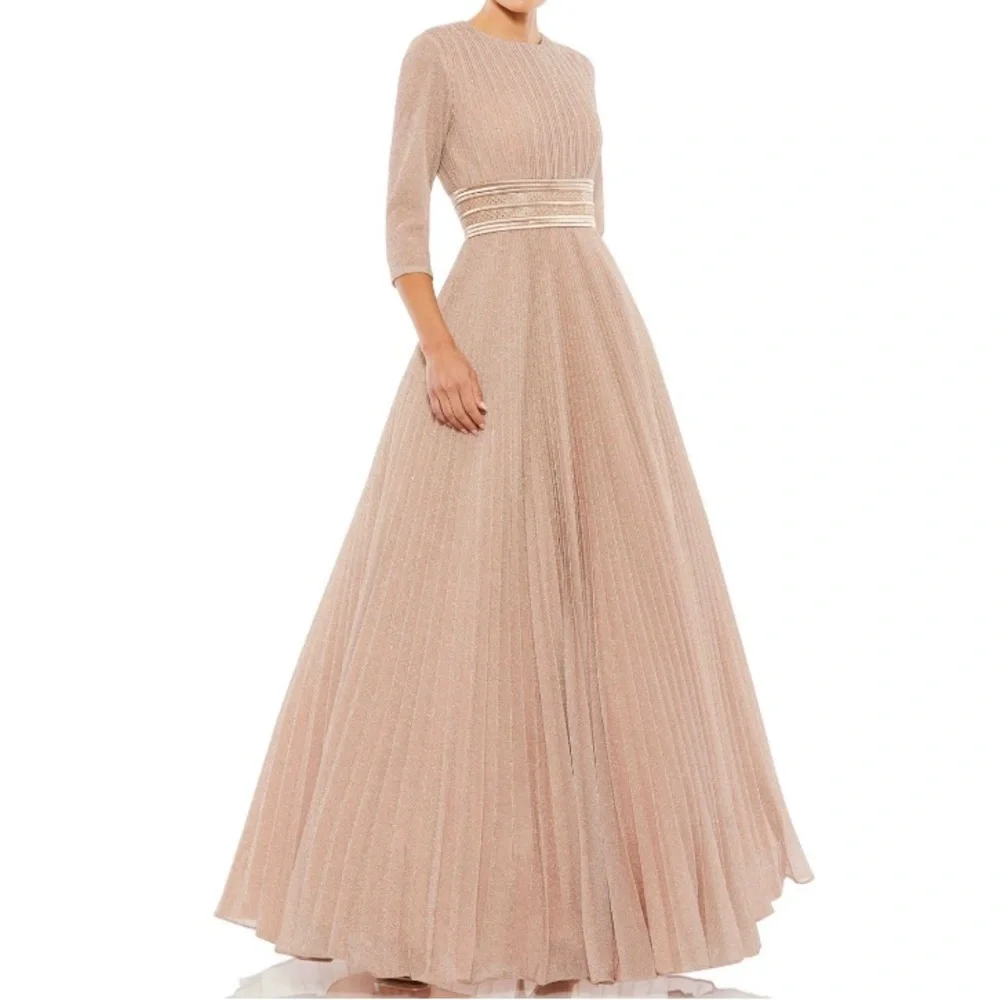 MAC DUGGAL Shimmering Pleated A-Line Pink Rose Gold Tulle Ball Gown 30700 Sz 10 - Picture 1 of 16